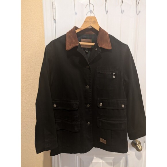 Ralph Lauren L Hunting Jacket Black RRL Utility Polo Leather Chore Western - Picture 6 of 11